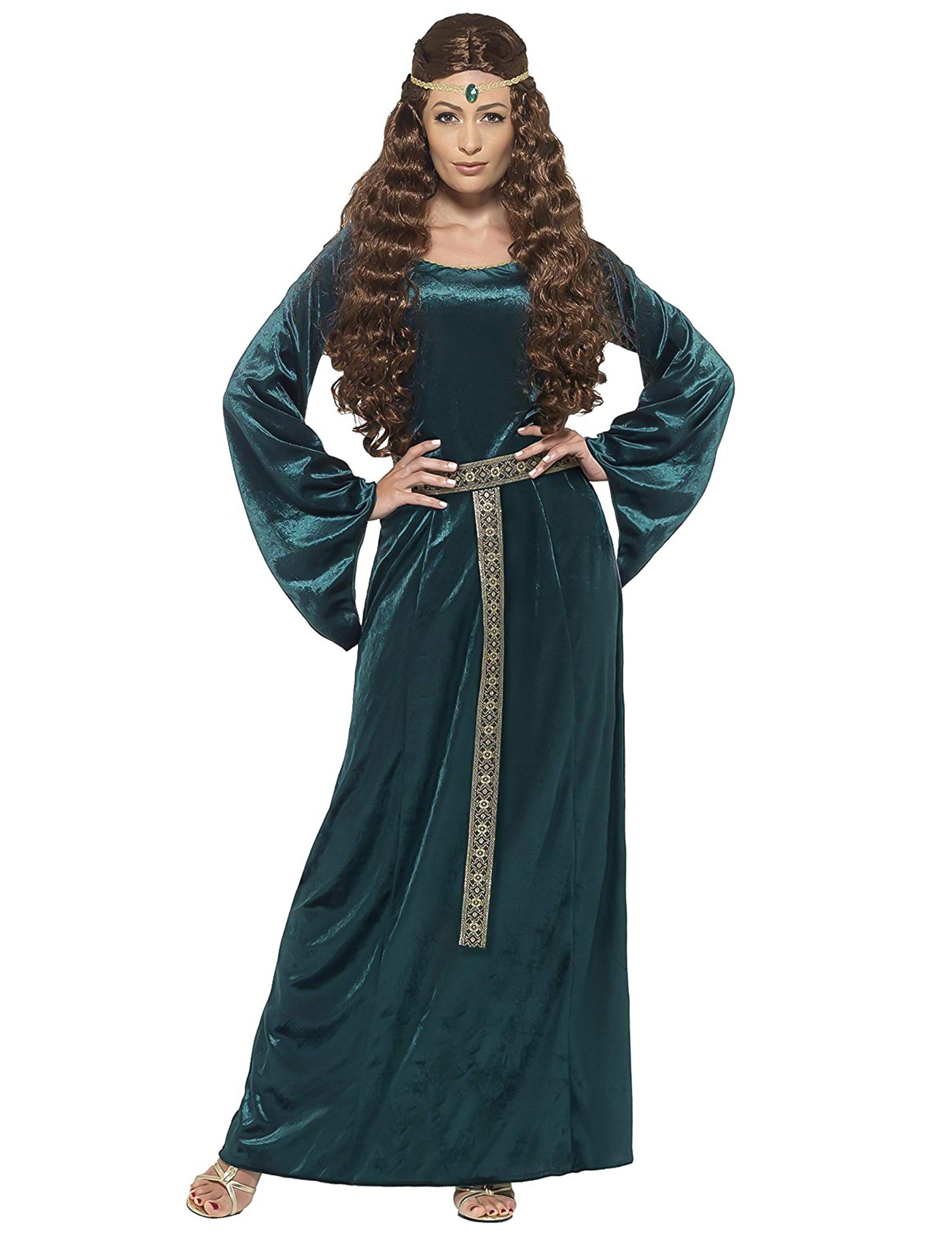 Déguisement reine médiévale verte femme