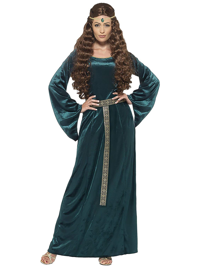 Déguisement reine médiévale verte femme