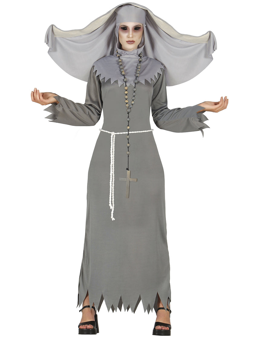 Déguisement religieuse possédée grise femme Halloween