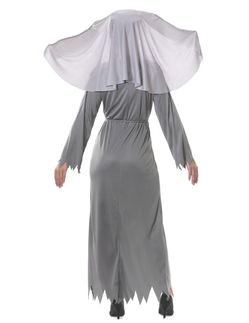 Déguisement religieuse possédée grise femme Halloween