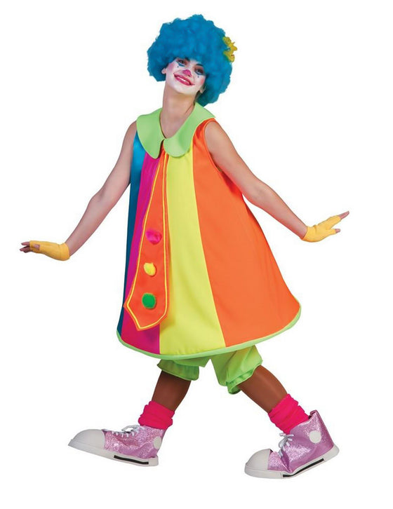 Déguisement robe clown fluo femme