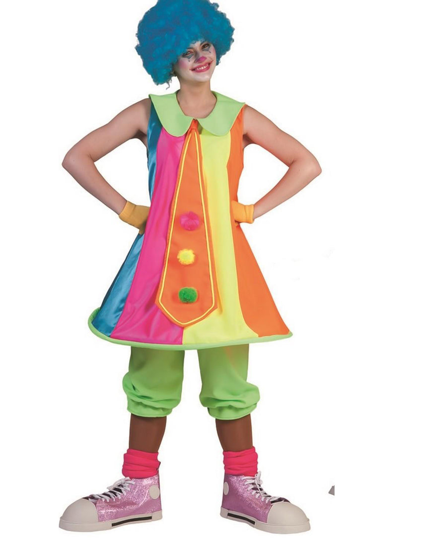 Déguisement robe clown fluo femme