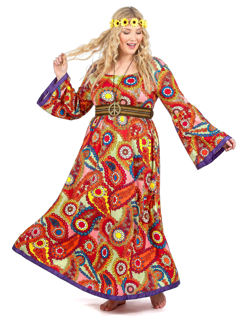 Déguisement robe hippie grande taille femme