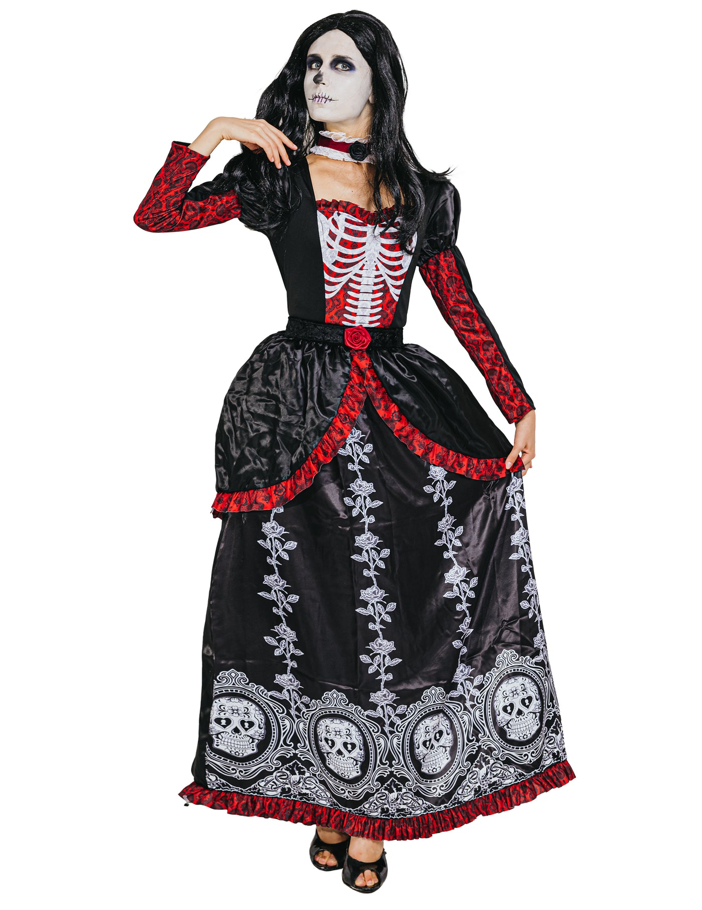 Déguisement robe longue Dia de los muertos femme