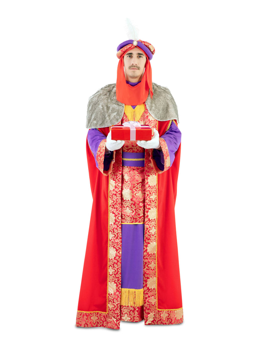 Déguisement Roi Mage luxe rouge Balthazar adulte