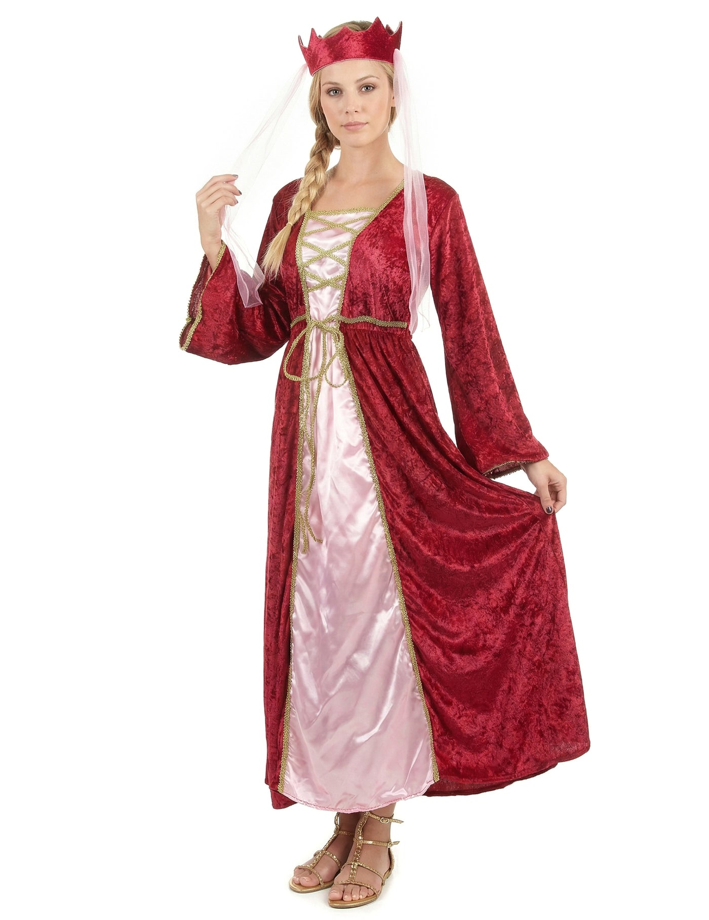 Déguisement rouge reine médiévale femme