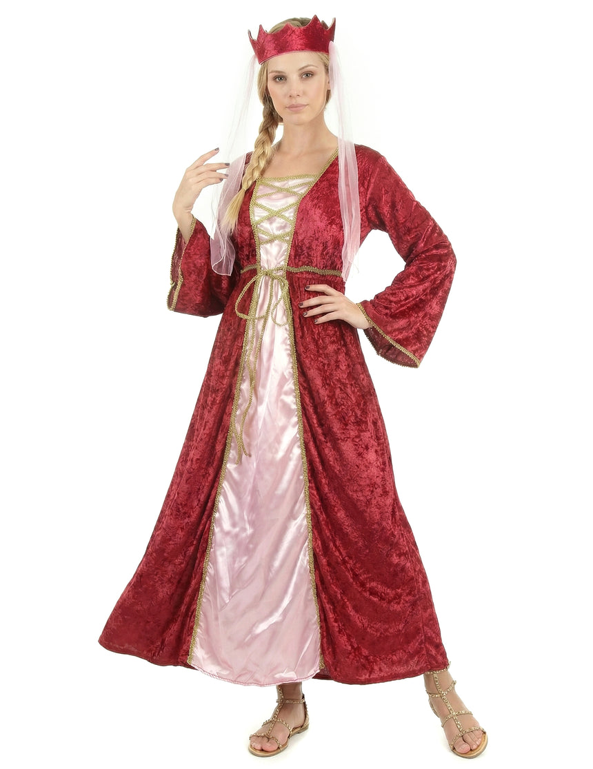 Déguisement rouge reine médiévale femme