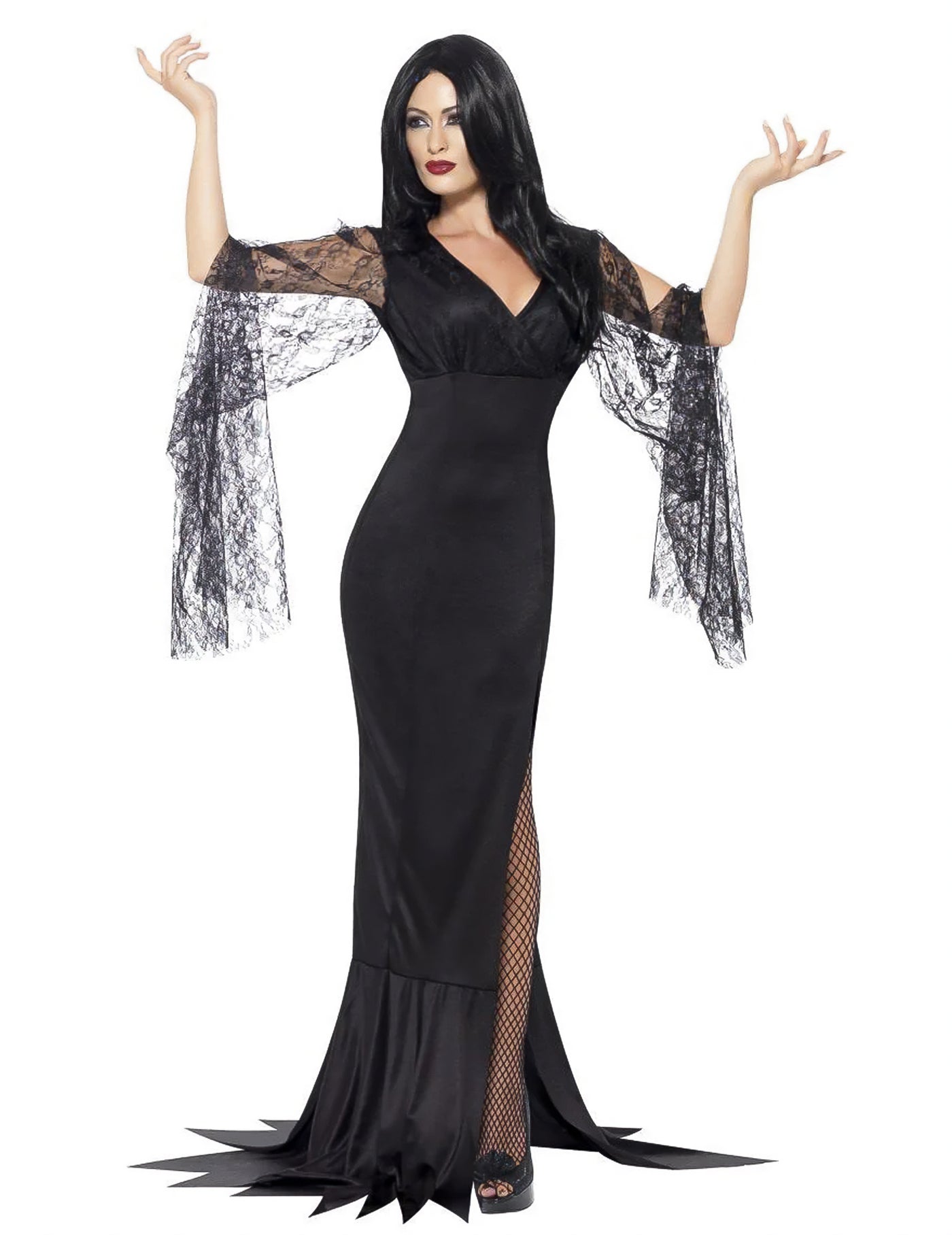 Déguisement sorcière avec dentelle noire femme Halloween