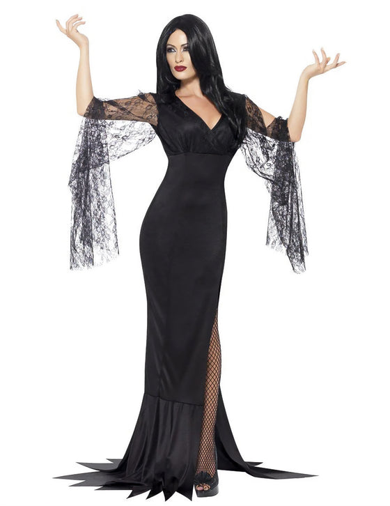 Déguisement sorcière avec dentelle noire femme Halloween