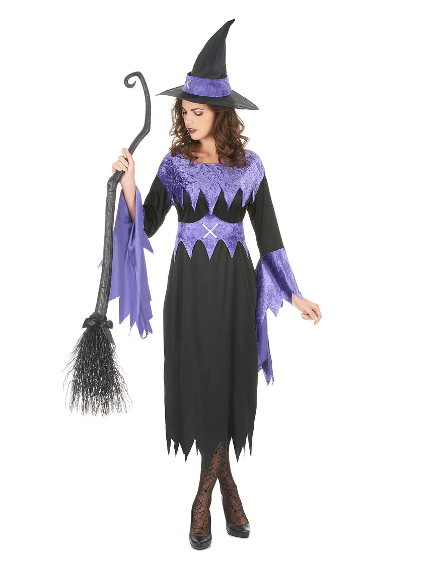 Déguisement sorcière violette avec chapeau femme Halloween