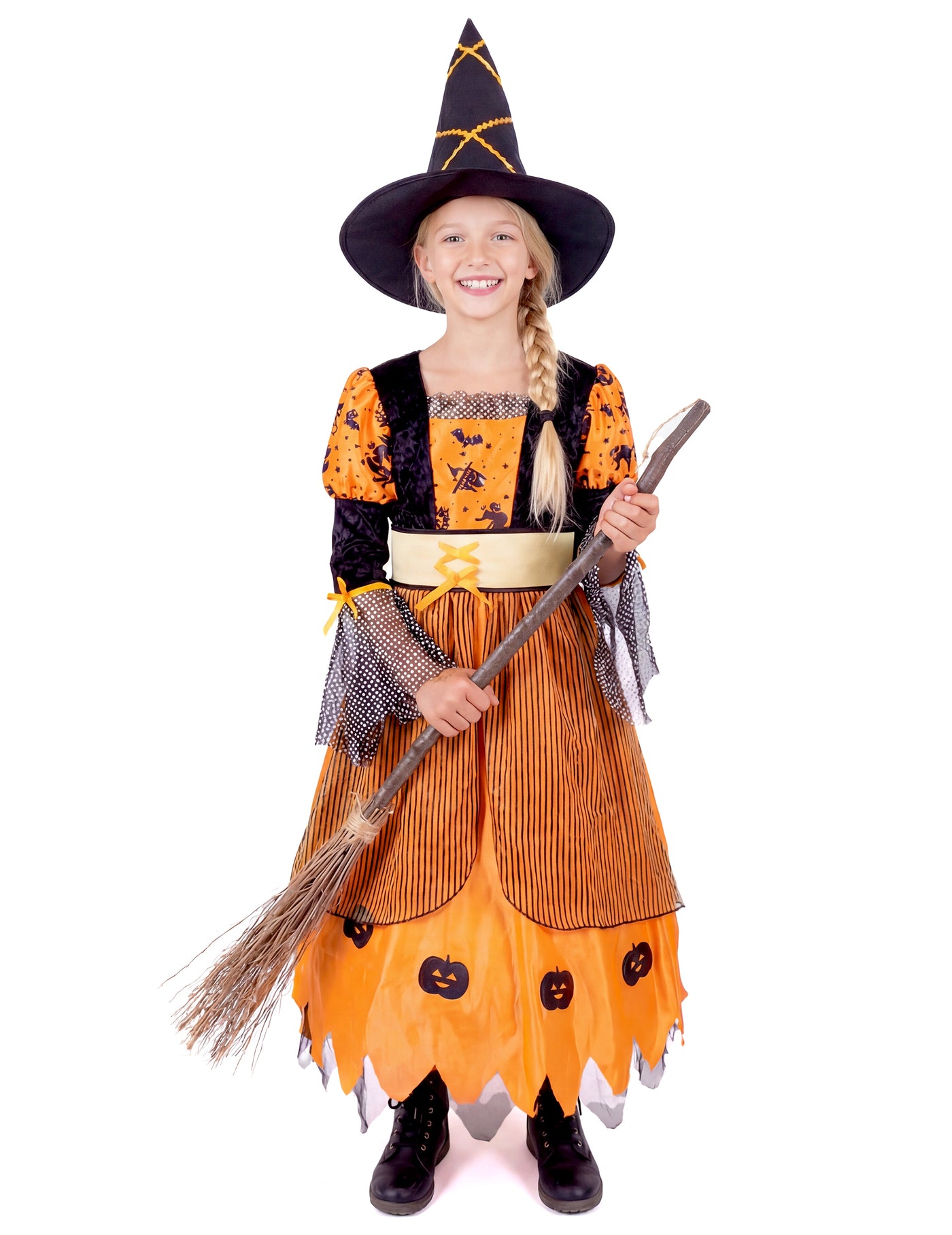 Déguisement sorcière orange fille Halloween