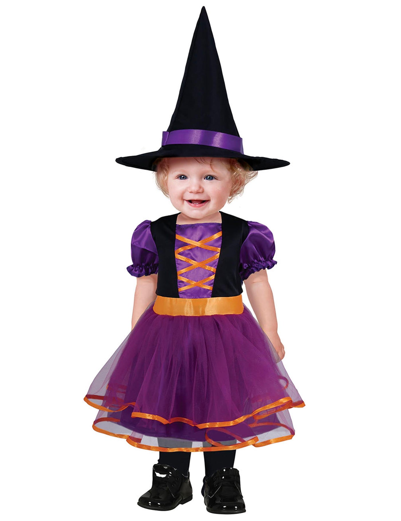 Déguisement sorcière violette et orange bébé