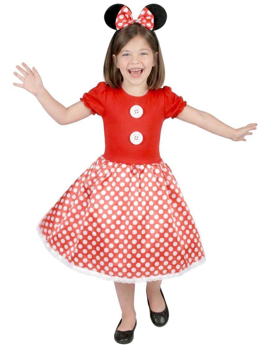 Déguisement souris à pois blancs fille