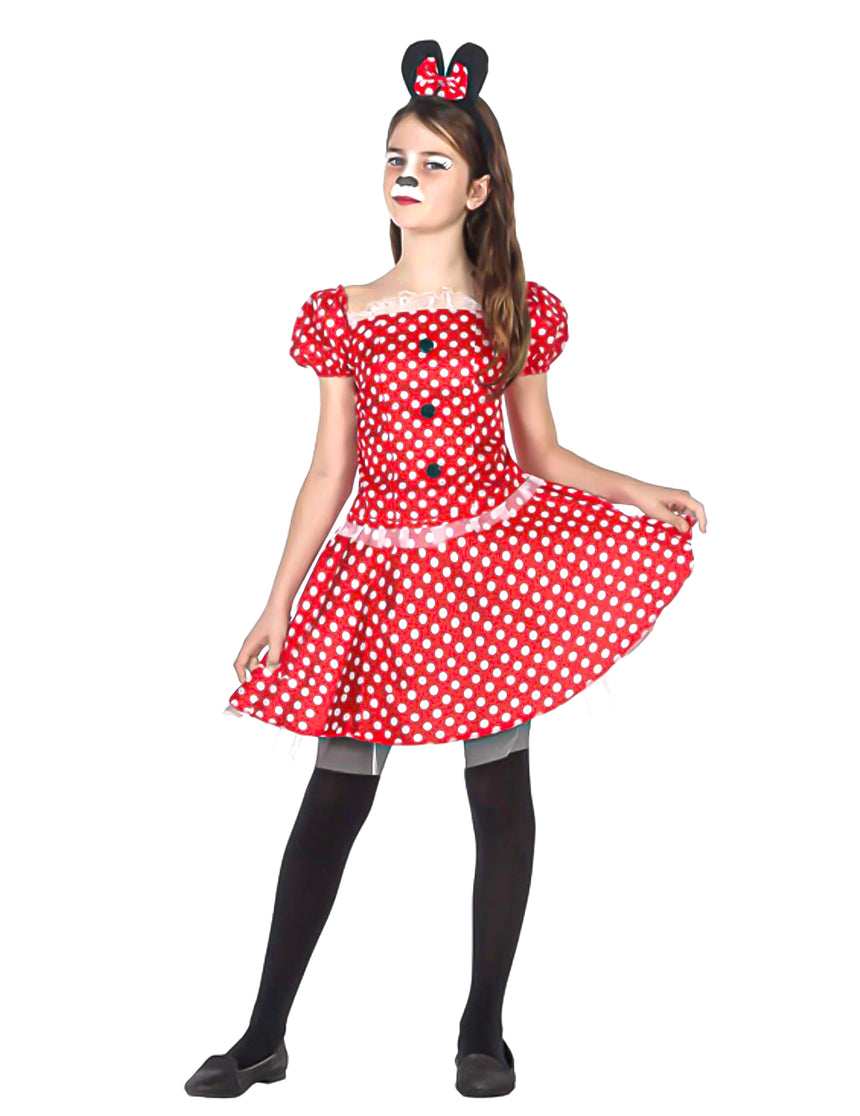 Déguisement souris rouge à pois fille