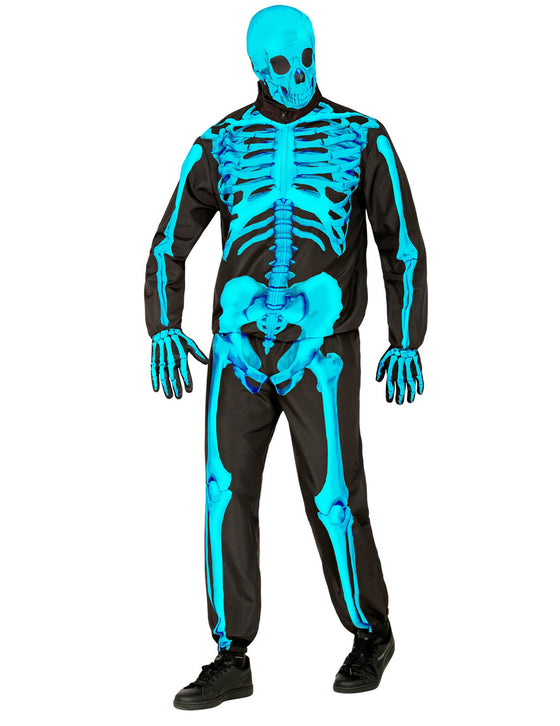 Déguisement squelette bleu fluo adulte