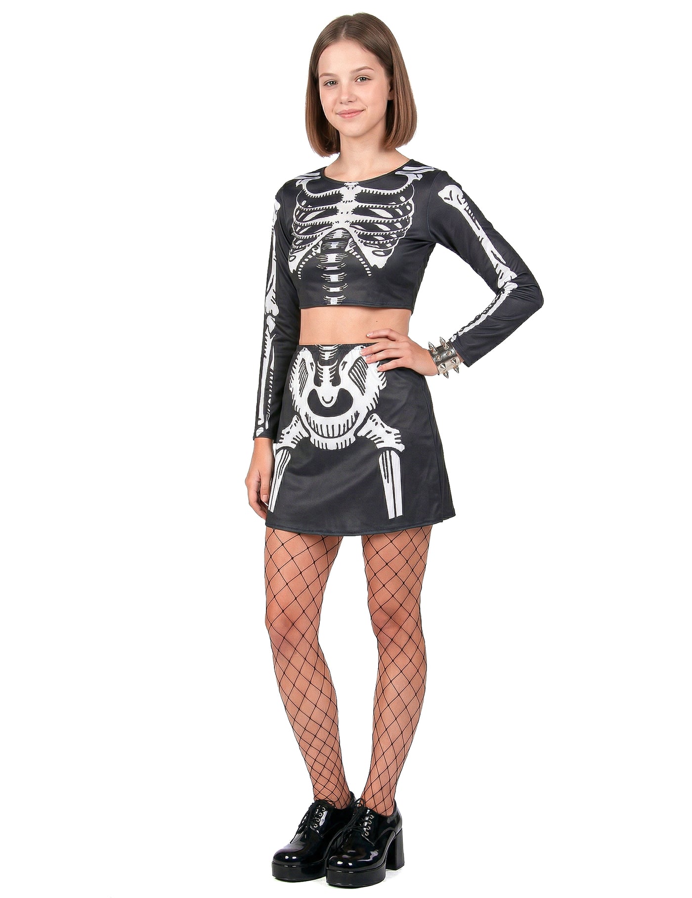 Déguisement squelette crop top femme
