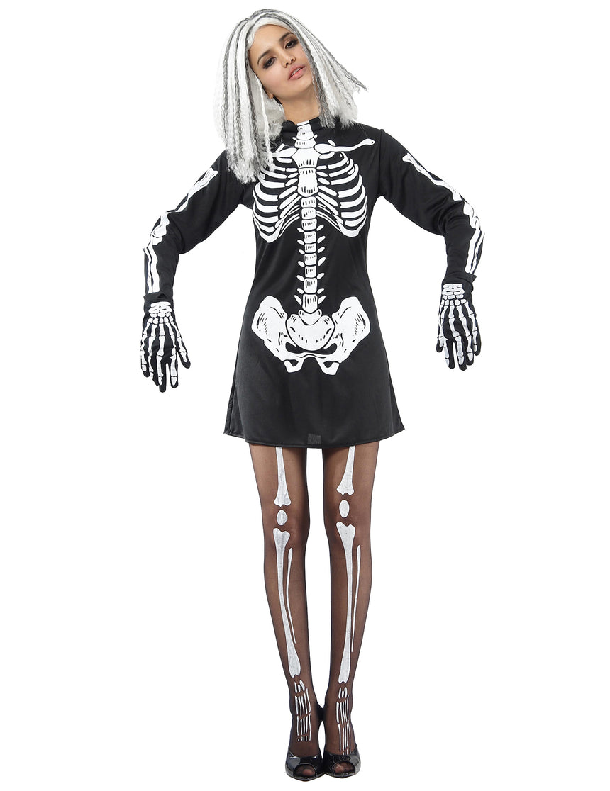 Déguisement squelette noir et blanc femme Halloween