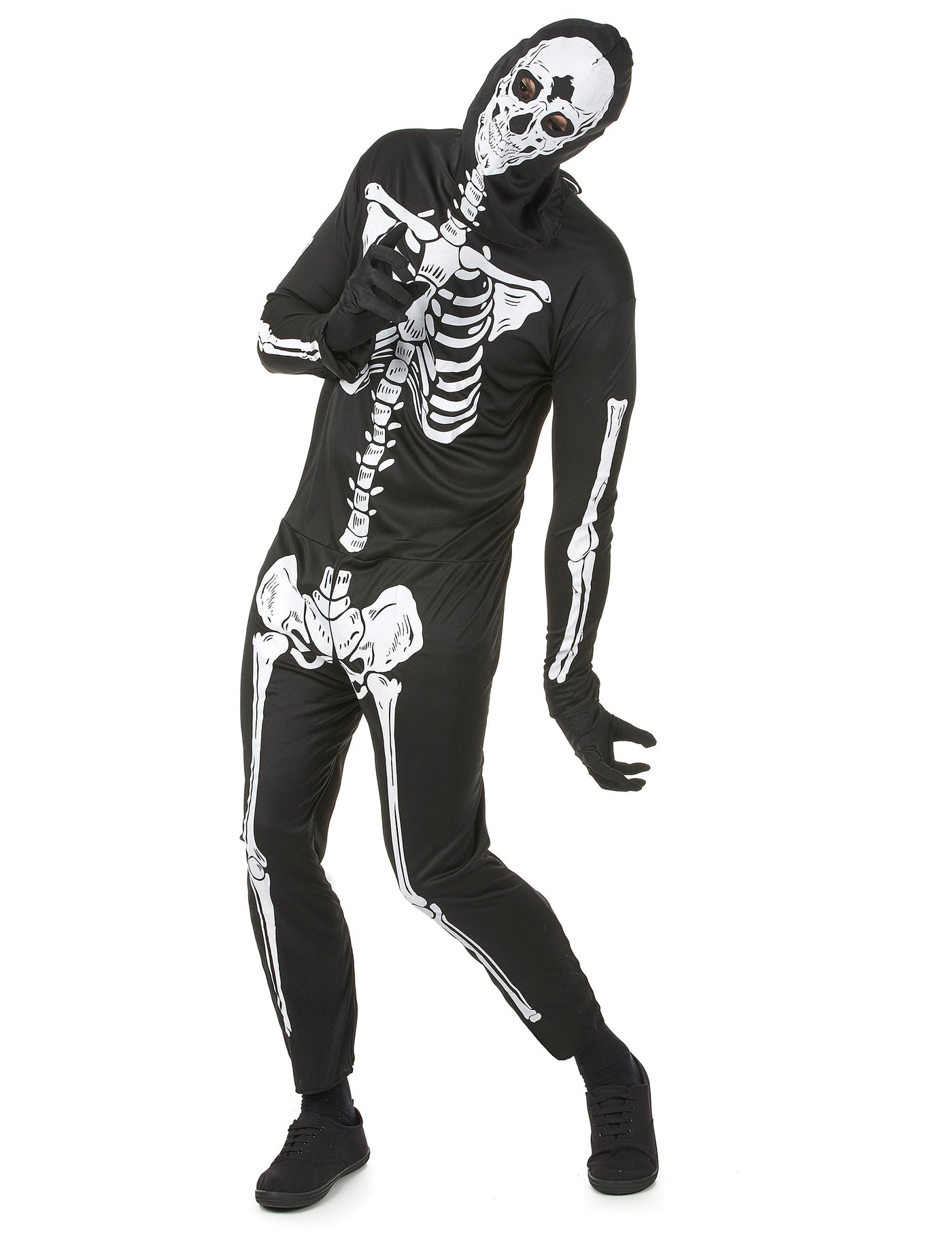 Déguisement noir squelette homme Halloween
