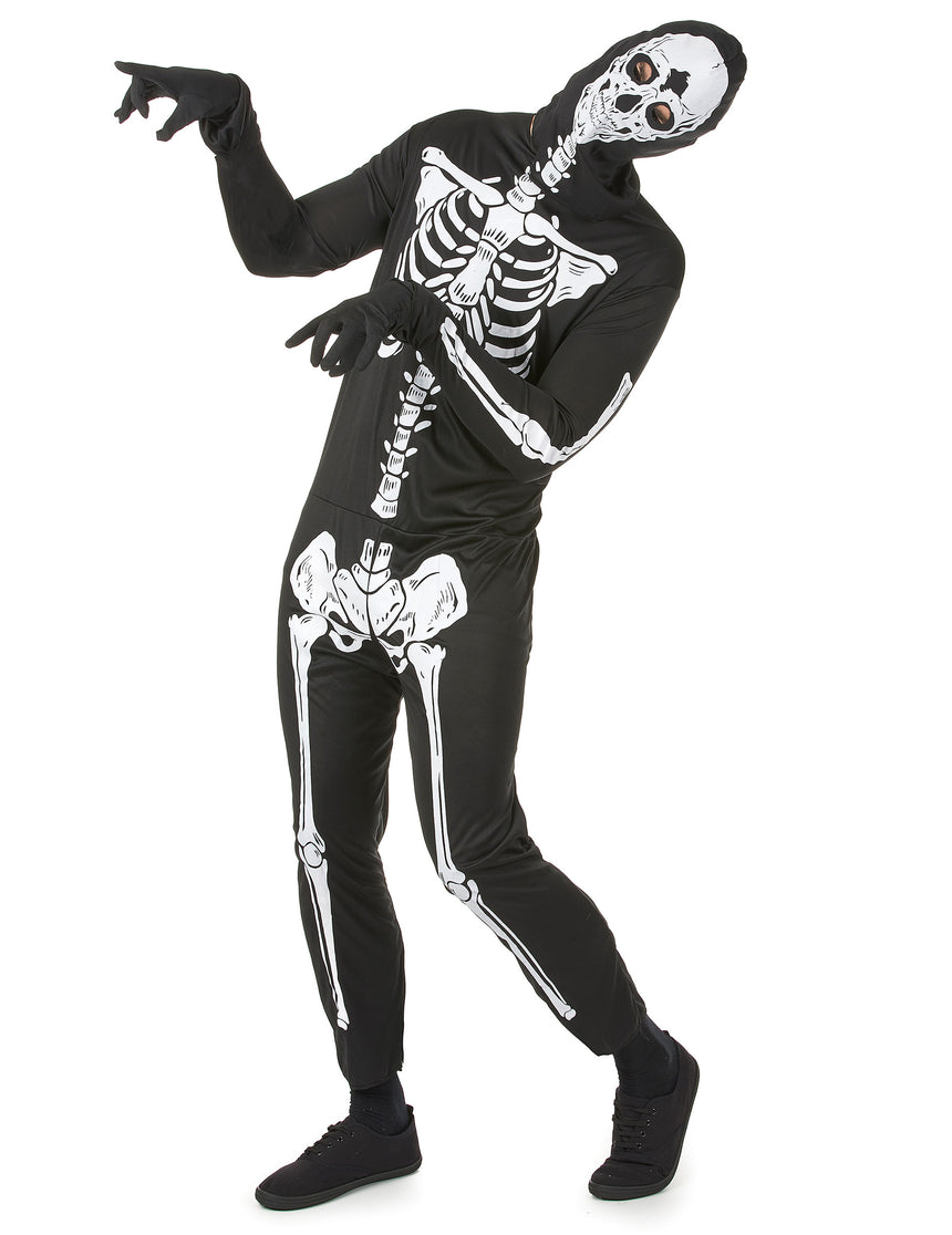 Déguisement noir squelette homme Halloween