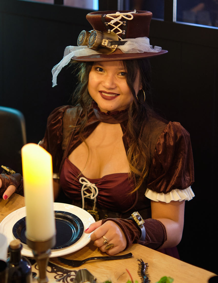 Déguisement steampunk femme bordeaux