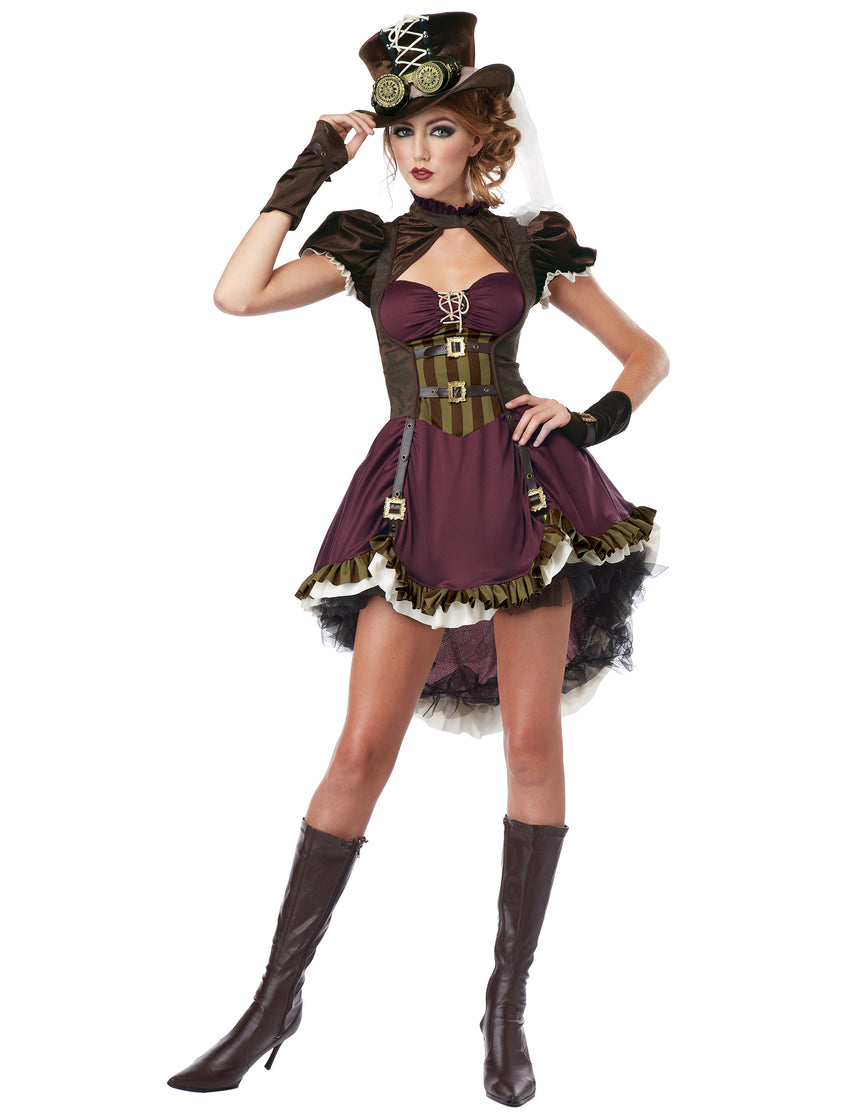 Déguisement steampunk femme bordeaux