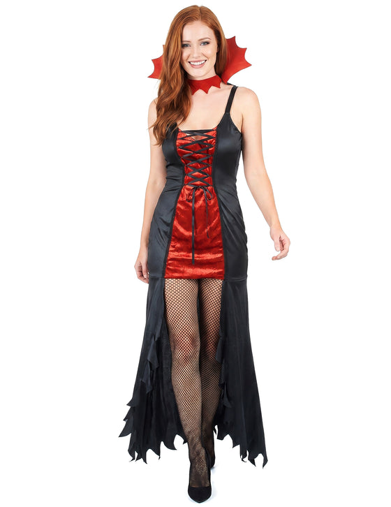 Déguisement vampire femme rouge et noir Halloween