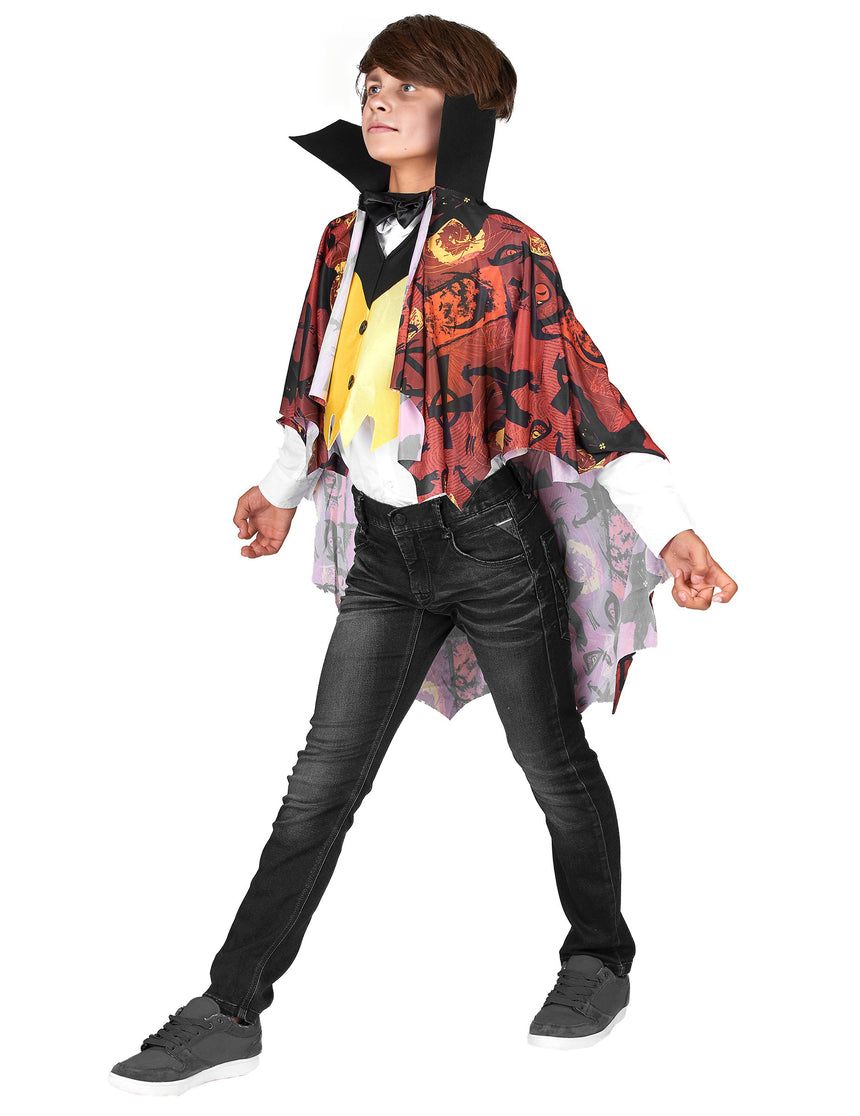 Déguisement vampire garçon jaune et rouge Halloween