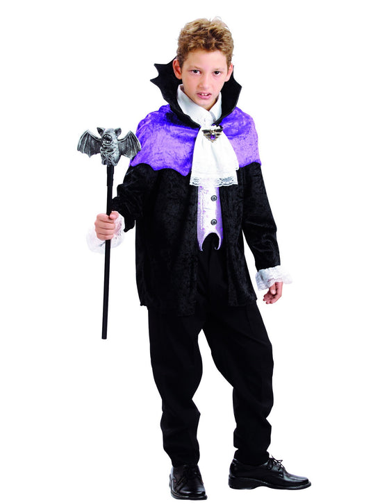 Déguisement vampire noir et violet garçon
