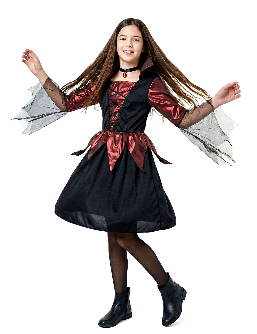 Déguisement vampire satiné fille Halloween