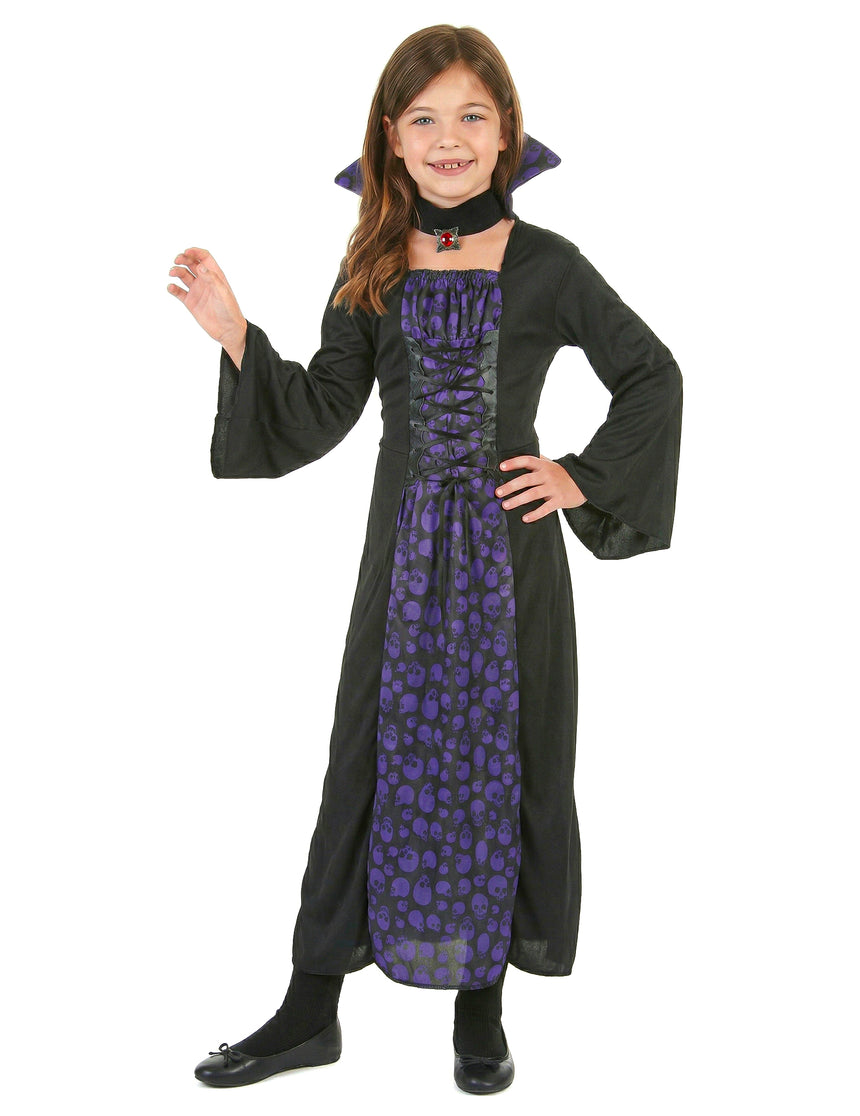 Déguisement vampire violet et noir fille