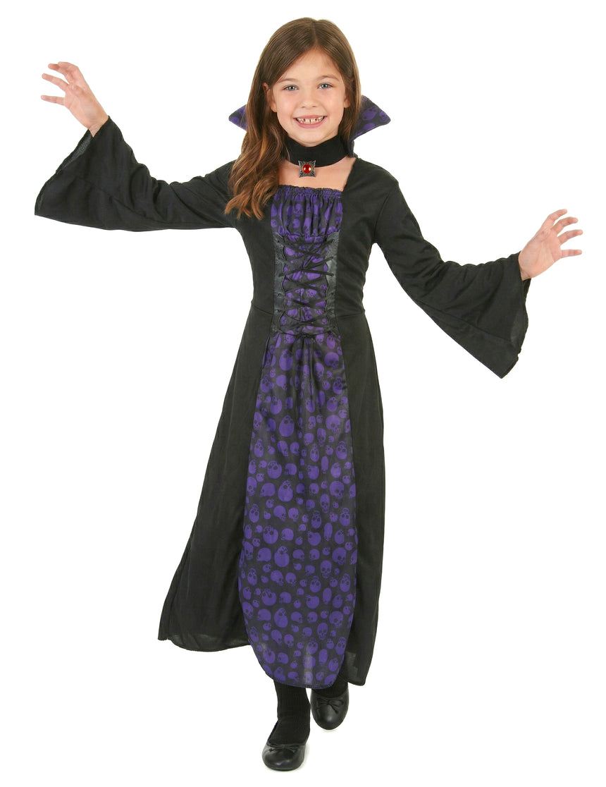 Déguisement vampire violet et noir fille