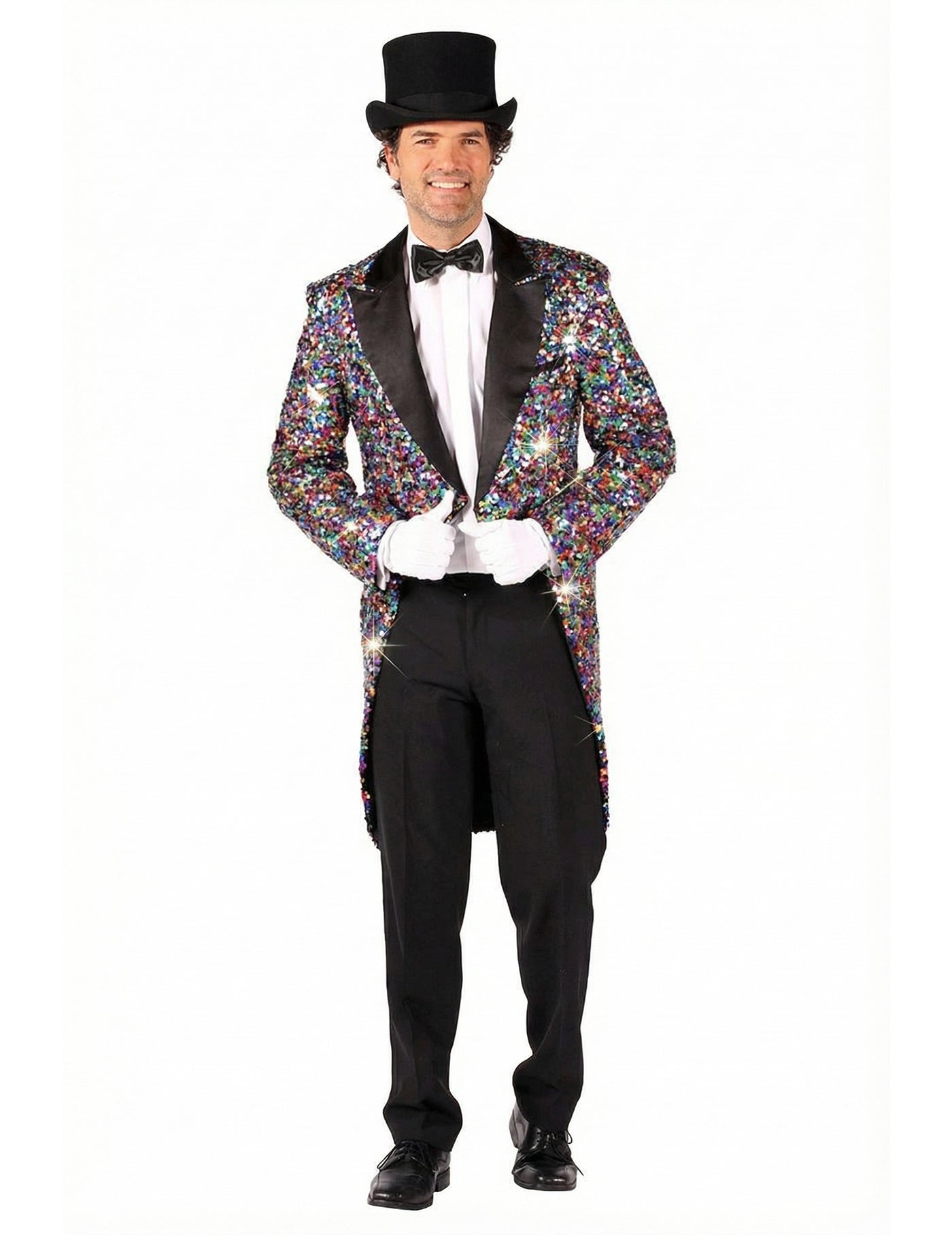 Déguisement veste Carnaval à paillettes multicolore homme