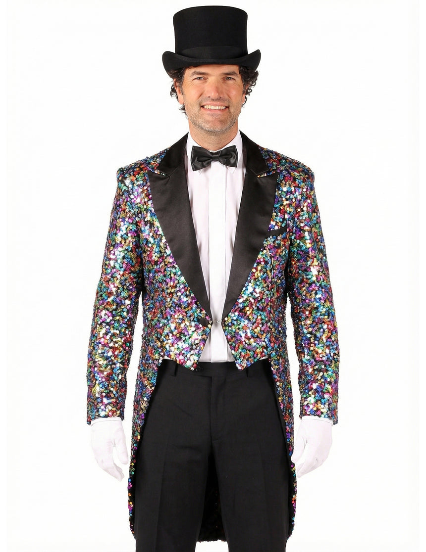Déguisement veste Carnaval à paillettes multicolore homme