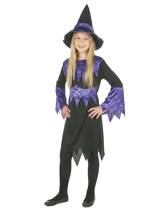 Déguisement violet de sorcière fille Halloween