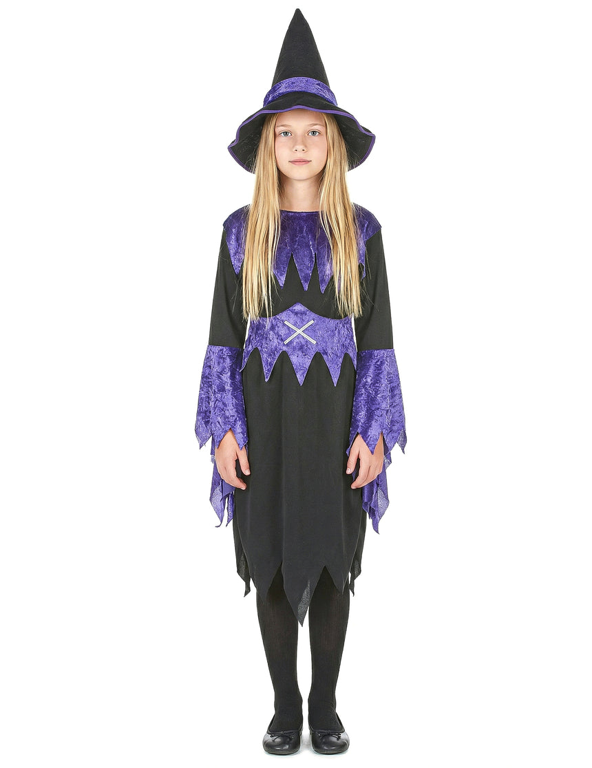 Déguisement violet de sorcière fille Halloween