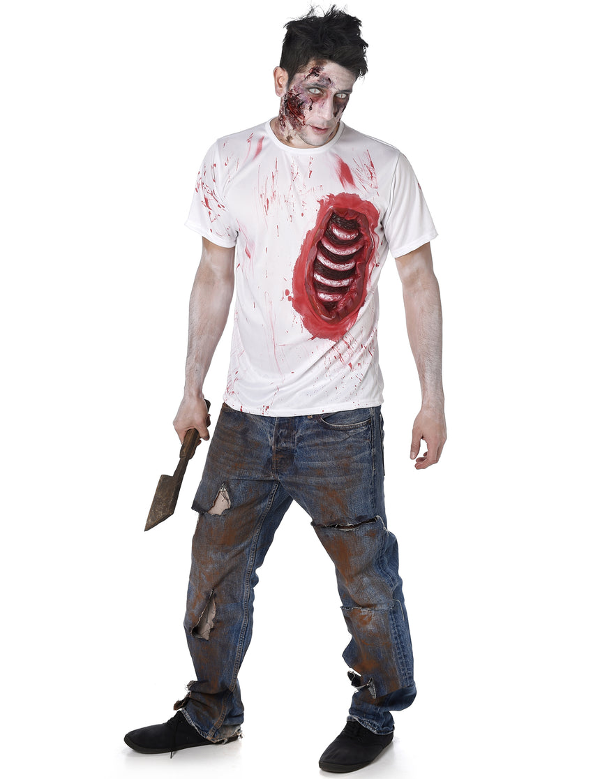 Déguisement zombie avec côtes en latex homme