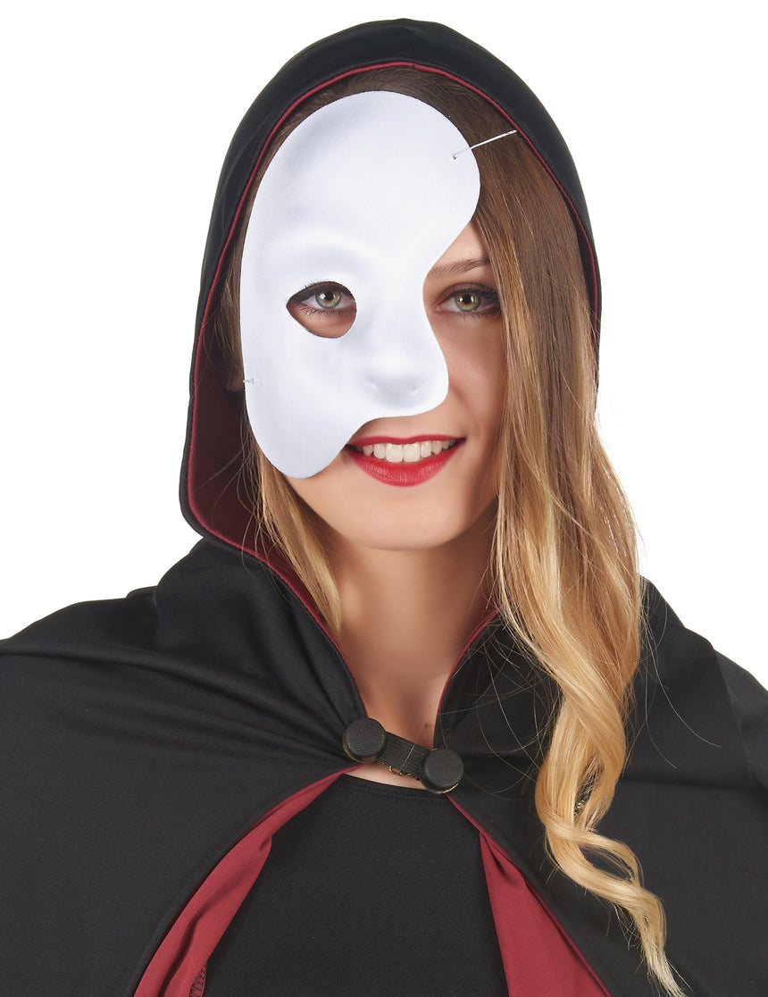 Demi-masque blanc en plastique adulte