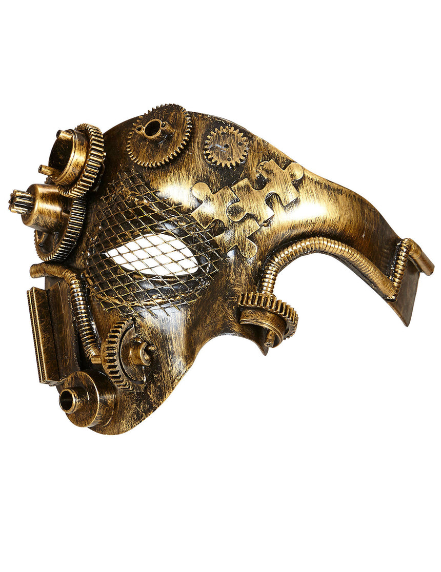 Demi masque doré rouages adulte Steampunk