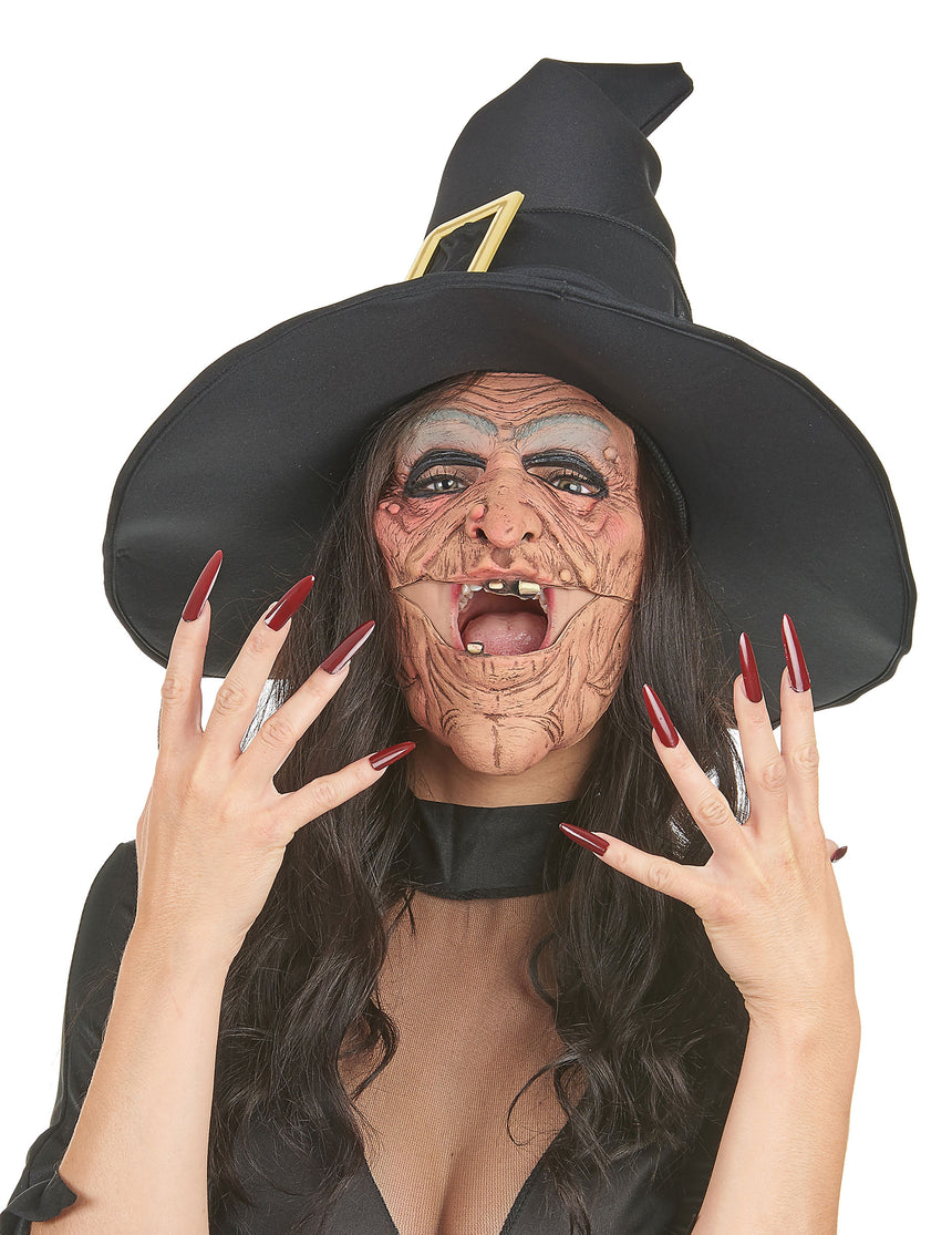 Demi masque latex nez et menton sorcière adulte