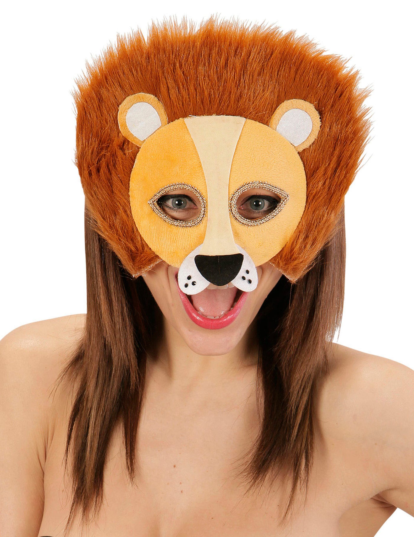 Demi masque peluche lion adulte