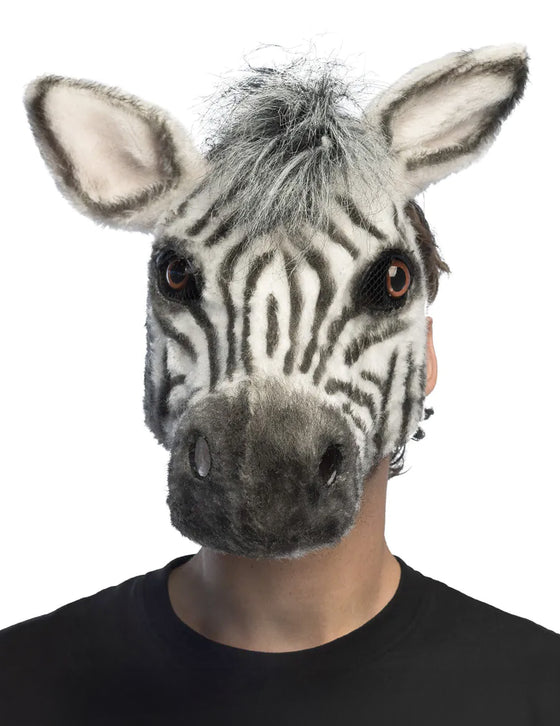 Demi-masque peluche zèbre adulte