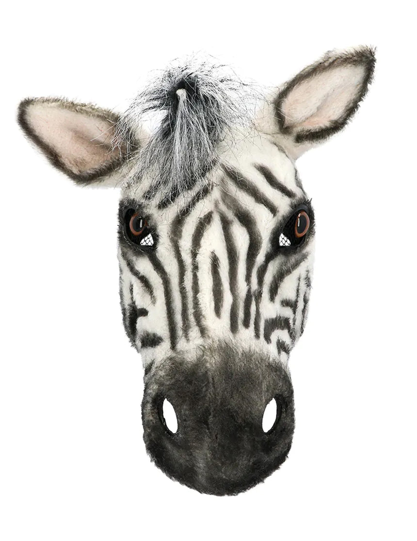 Demi-masque peluche zèbre adulte