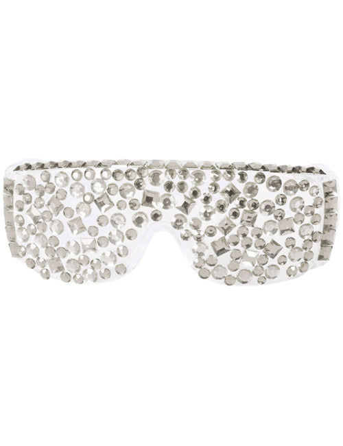 Lunettes disco à sequins en blanc et argenté