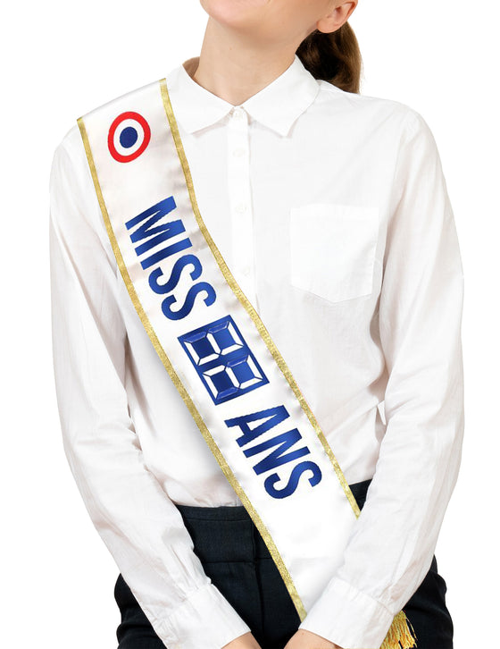 Echarpe de miss personnalisable anniversaire avec diplôme et feutre