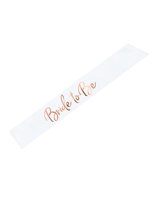 Echarpe en satin EVJF blanche et rose gold 75 cm