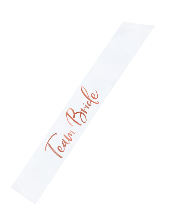 Echarpe en satin team bride blanche et rose gold 75 cm