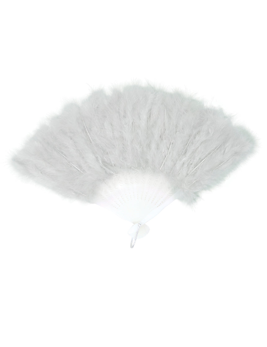 Eventail à plumes blanches 25 cm