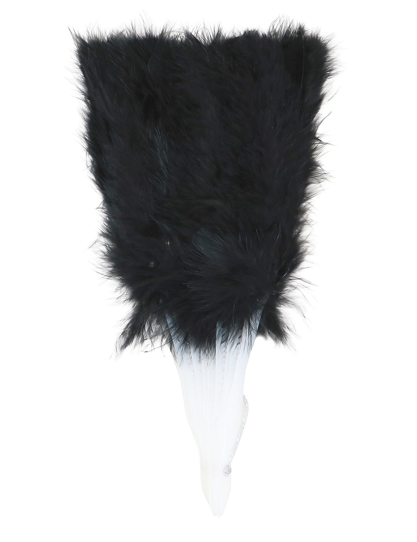 Eventail à plumes noires 25 cm