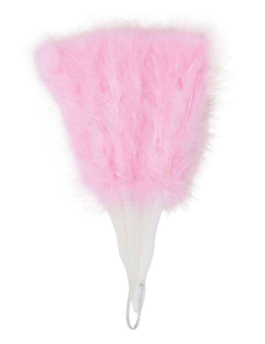 Eventail à plumes roses 25 cm