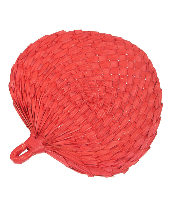 Eventail en paille rouge adulte